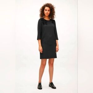 COS Abstract Applique Elegant Black Silk Dress, Size 8